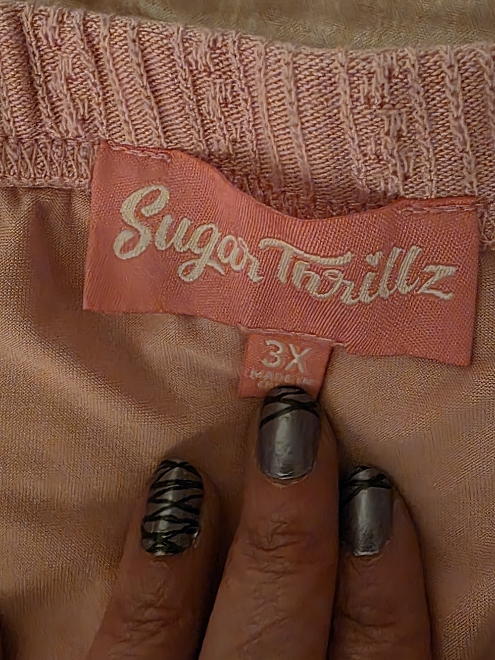 Dollz Kill Sugar Thrillz Dusty Rose Knit Tiered Skirt Sz 3X - Picture 2 of 3